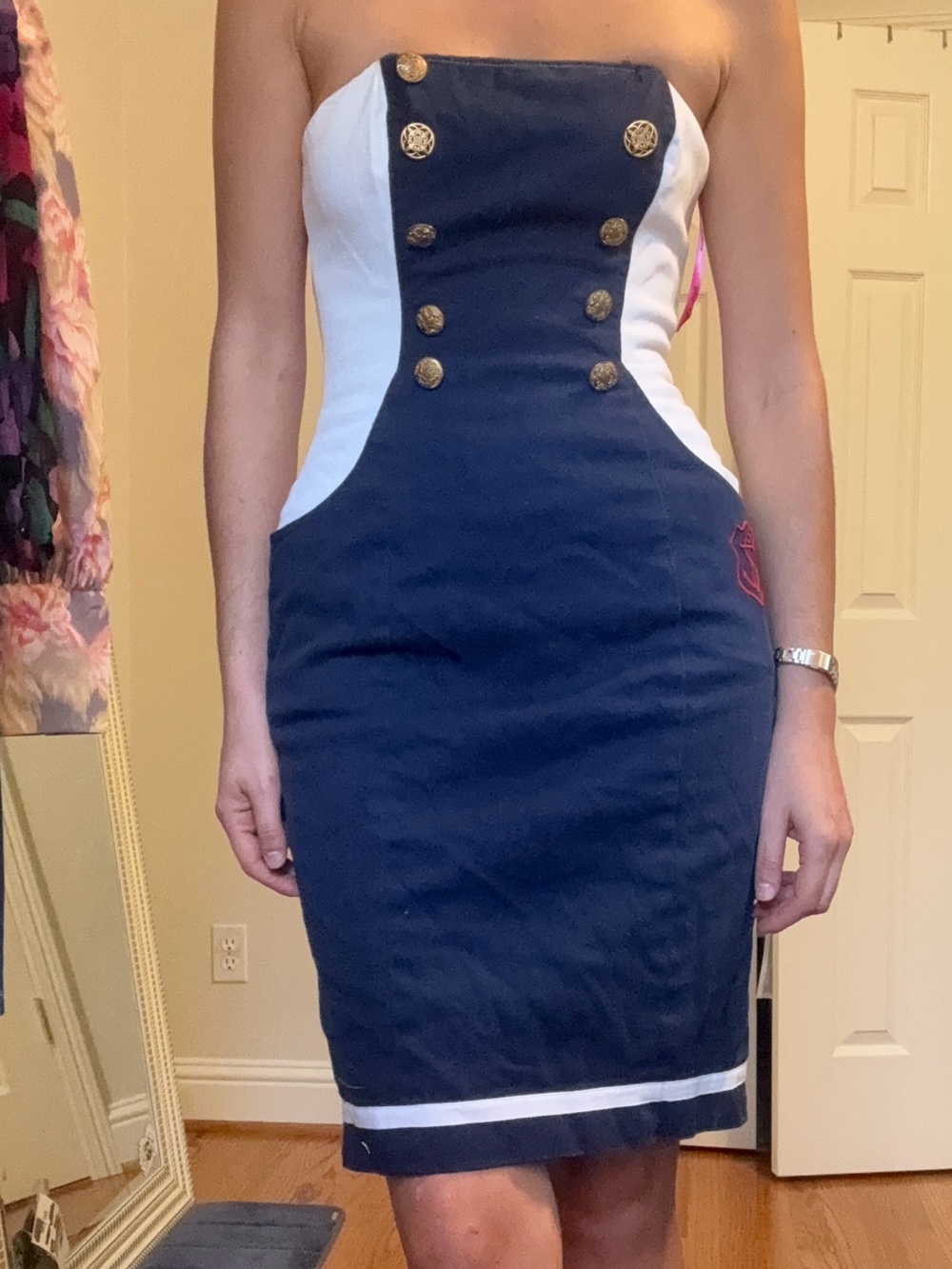 Betsey Johnson strapless sailor dress